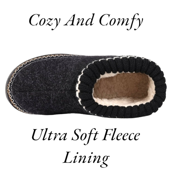 Women's Indoor Outdoor Memory Foam Black Fleece Lining Bootie Slippers .NWT - Picture 3 of 11